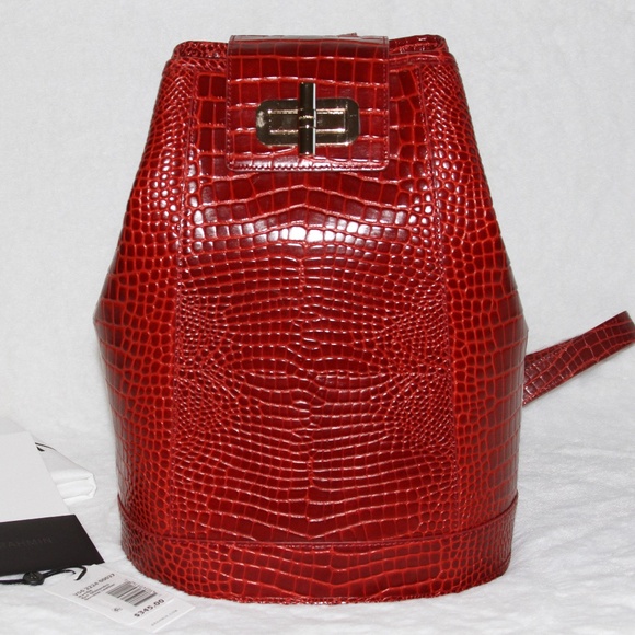 NWT BRAHMIN Maddie Sling Backpack Bag Purse Red Glissandro Leather Purse